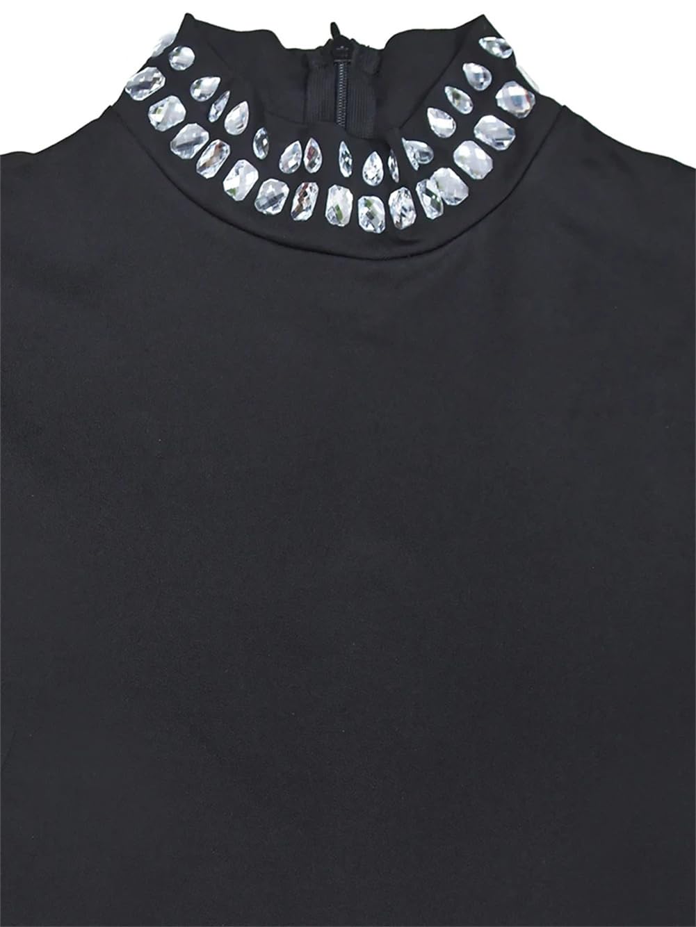 Vestido corto de manga larga con diamantes de imitación para mujer, ajustado, para fiesta de cumpleaños, discoteca, baile de graduación