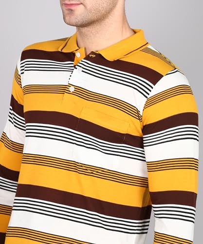 Image of INKKR Polo Neck Full Sleeve Striped Men's Tshirt