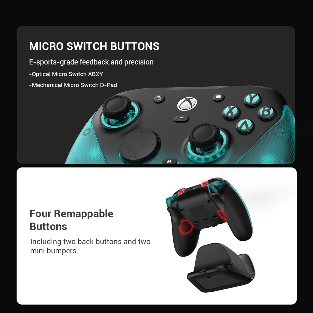 GameSir G7 Pro Controller 1000Hz con Stazione Ricarica per Xbox Series X|S, Xbox One, PC 10/11 & Android - Joystick TMR, Grilletti Regolabili & 4 Tasti Programmabili - Aimlabs Edition