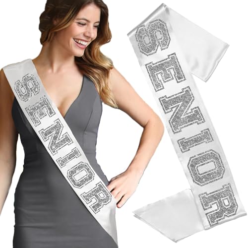 Senior Sash 2026 - White UNISEX Sports Team PREMIUM GRADE SATIN Sashes - Senior Night Gifts2