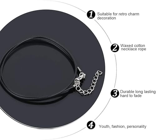 Miniatura 5 de YGDZ - 100 cadenas enceradas de 0.059in con cierre a granel para collares y joyas, color negro