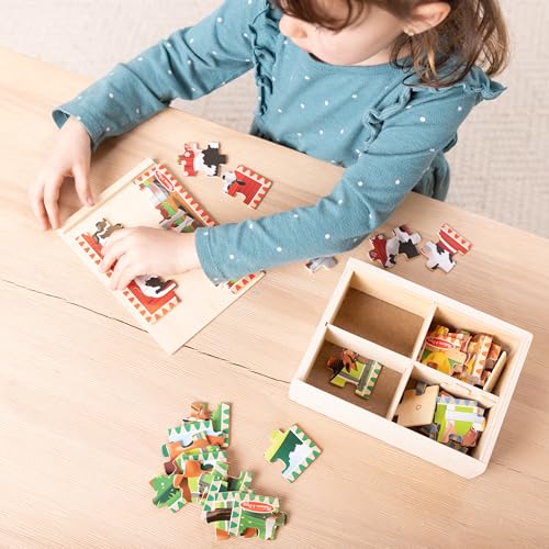 Melissa & Doug 4‑in‑1 Wooden Farm Jigsaw Puzzle Set, 48 Pieces with Storage Box, Toddler Puzzle Toy for Kids Ages 3+ - image 3