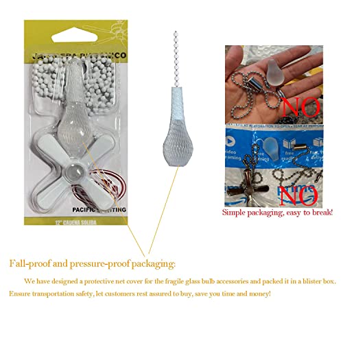 Image of sunswan Ceiling Fan Pull Chain, 2pcs 3mm Diameter Beaded Ball Fan Pull Chain, 13.6 Inches Fan Pulls Set with Connector (White), short