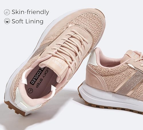 LUCKY-STEP-Women-Platform-Walking-Shoe-Fashion-Retro-Classic-Casual-Trainers-Braided-Rhinestone-Sneakers-Tennis-Running-Walking-Shoes