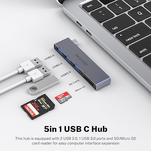 MOGOOD USB C Hub,Multiport USB Adapter for Macbook Pro and Air Accessories,5 in 1 USB C Dongle with 1×USB 3.0,2×USB 2.0,SD/TF Card Reader,Compatible with Laptop,Desktop,MAC,Macbook,NoteBook,PS4,etc - Image 2