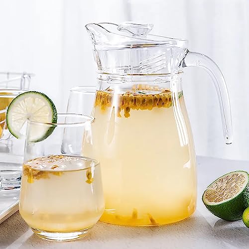Image of bellemax Italian Premium Water and Juice Glasses Set of 6 and Jug Set Combo,(6 Pieces Glasses 270ML and 1 Water Jug 1.8 Liter), Transparent, Glass and Jug Setf or Dining Table