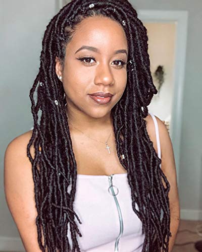 Niseyo18 Inch New Faux Locs Crochet Hair 1 Pack Natural Color Faux Locs Crochet Braids Synthetic Hair Extension (1 Pack, 1B)