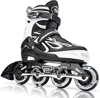 2PM SPORTS Verstellbar Inliner für Kinder Mädchen Jungen, Inline Skates Rollschuhe für Damen Herren Größe 30-33 34-37 38-41 42-44 (White L)