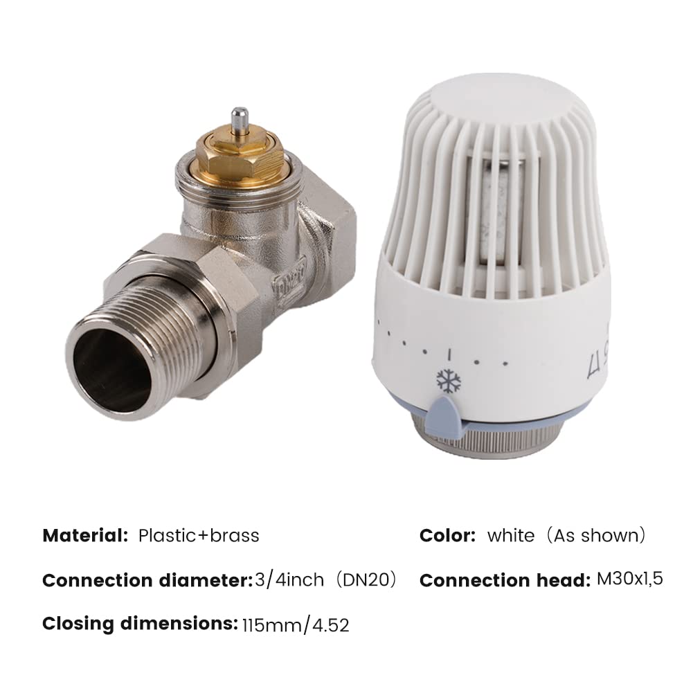 Valvola Termostatica di Miscelazione 3/4 Pollici per Termosifone e Riscaldamento a Pavimento - Testa Termostatica con Limitatore di Temperatura (2 Pezzi)