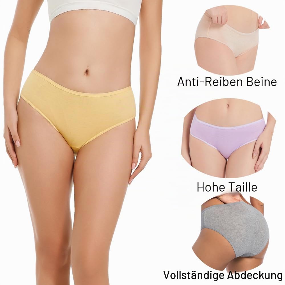 Einweg Unterhosen für Damen, 100% Baumwolle, Mittlere Taille,Einmalslips für Reisen,Krankenhausaufenthalte,Einwegunterwäsche(10er-Pack)