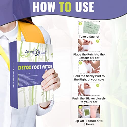 Image of AMAZHEAL Foot Pad, Foot Patch to Remove Body Toxins - for Stress Relief Sleep, Improves Circulation & Metabolism, Herbal Ingredient Foot Patches for Men & Women, 20 Pieces (Pack of 5)