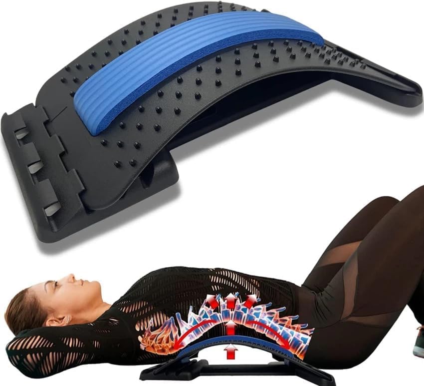 Image of Drumstone Adjustable Back & Lumbar Stretcher for Lower Back Pain Relief - 3 Level Spine Decompression Device with 88 Acupressure Points, Posture Corrector & Sciatica Support - 5 Years Warranty