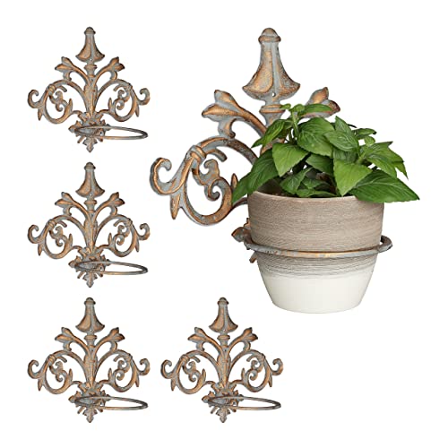 Relaxdays Wand Blumenhalter Barock, Gusseisen, Vintage...