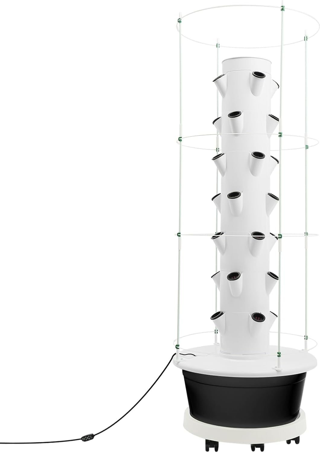Kit de Culture Hydroponique 28 Trous Verticale Système Tour Hydroponique 7 Niveaux avec Minuterie,pour la Culture de Fleurs, Légumes, Légumes à Feuilles, Melons (Réservoir d'eau Noir)