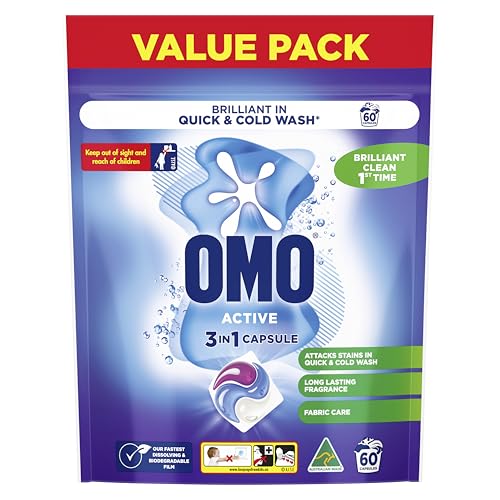 OMO Active 3 in 1 Laundry Capsules, 60 Washes
