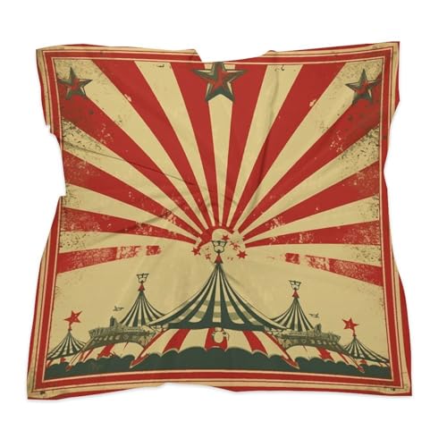 Vintage Circus Background 18" Square Head Scarf Lightweight Silk Scarf for Women Soft Satin Head Scarves Large Neckerchief Fashion Bandanas Silk Headband Neck Satin Scarfs for Bag Hair Scarves Gift3
