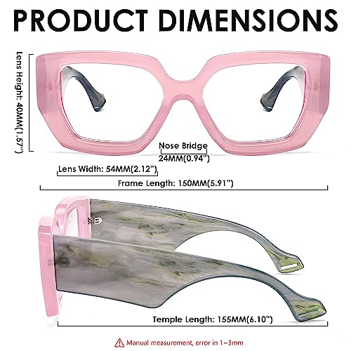 Image of FEISEDY Blue Light Glasses for Women, Oversized Square Thick Frame, Computer Eyeglass Anti Eyestrain B4129