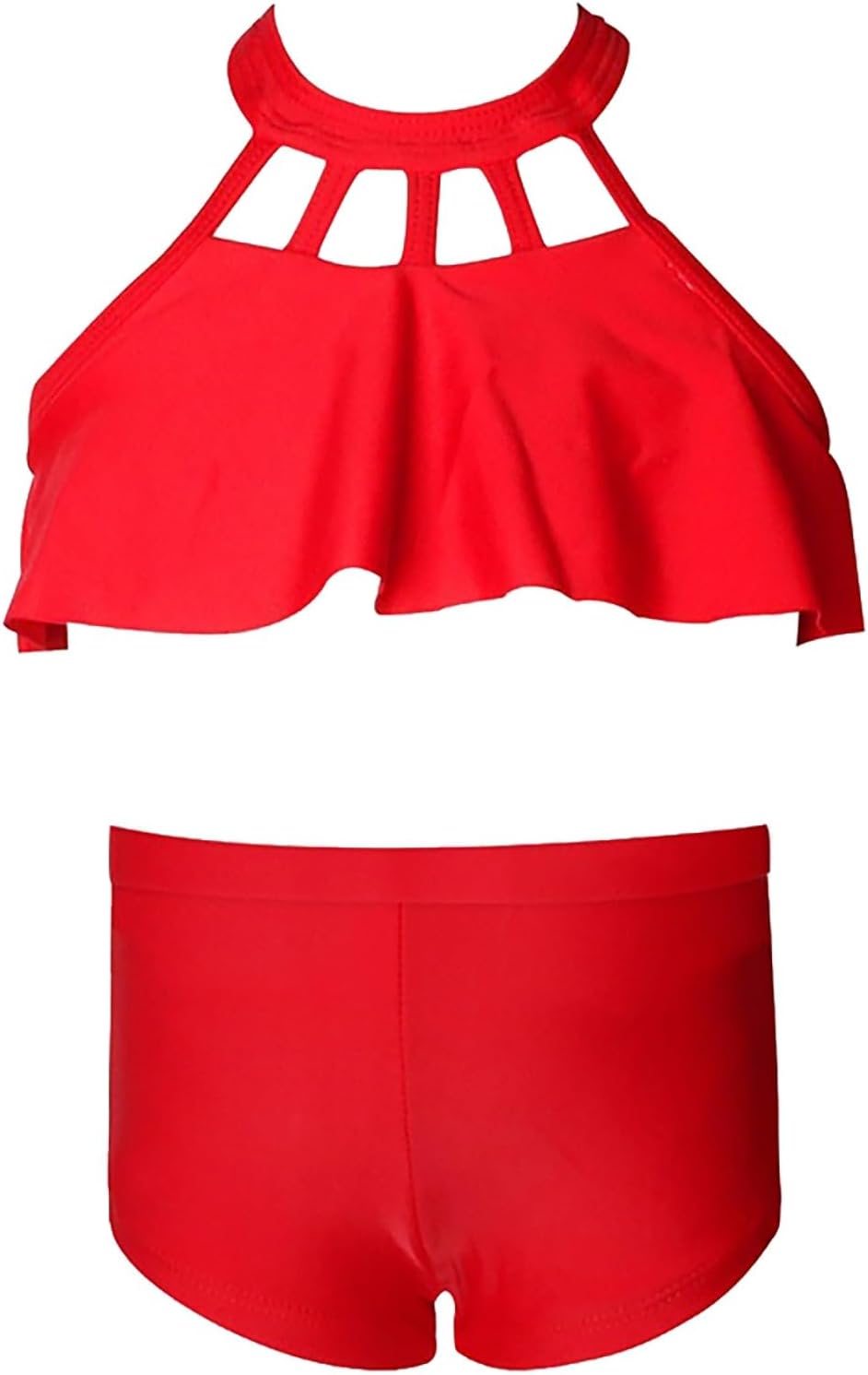 Girls Swimsuit Kids 2 Piece Swim Bikini Set Summer Beach Bathing Suit Adjustable Straps High Waisted Athletic Swimwear