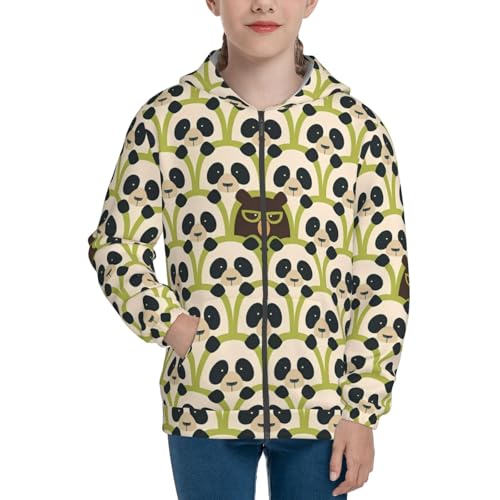 Brown Bear in Panda Kids Pullover Hoodies Boys Zip Up Sweatshirts Girls Athletic Clothes with Pocket3