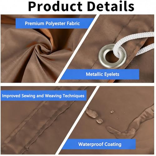 Voiles d'ombrage rétractable bâche d'ombrage imperméable 155 x 520 cm protection UV marron - 4
