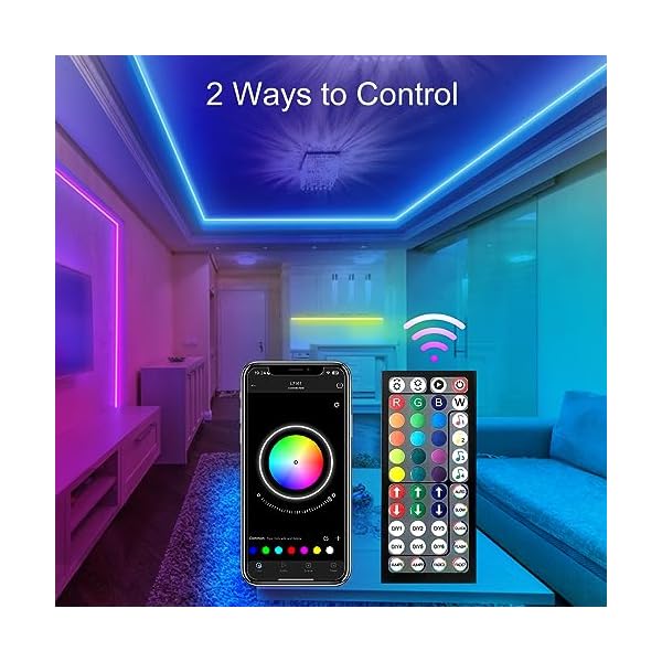 HOVVIDA LED Strip 5M, 30 LEDs/Meter, 150 LED, RGB LED Streifen, APP und Fernbedienung, Musikmodus, Timing-Modus, LED für Zimmer, Wohnzimmer, Küche, Schlafzimmer, Bar, Party – Bild 6