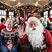BigOtters Santa Costume Accessory, 4pcs Christmas Set with Glasses, Xmas Hat, Deluxe Long White Santa Claus Beard and Wig for Men Women Cosplay Dress up Props