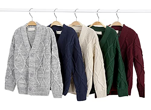 Boys' Cardigans, Solid V-Neck Diamond Button Up Knit Cardigan Sweater Outerwear For Boys, A# Grey, 3-4T = Tag 110 #TOP3