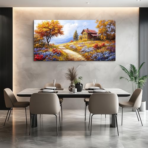 ZUITINGHUA Large Wall Decor For Living Room Canvas Wall Art For Office Modern Wall Decorations For Bedroom Yellow Tree Landscape Painting Farmhouse Pictures Artwork Room Home Decor 24x48 In