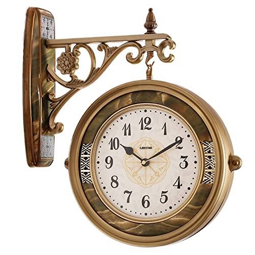 Horloge Murale Vintage Double Face en Métal Forgé Cadran Flip Rétro