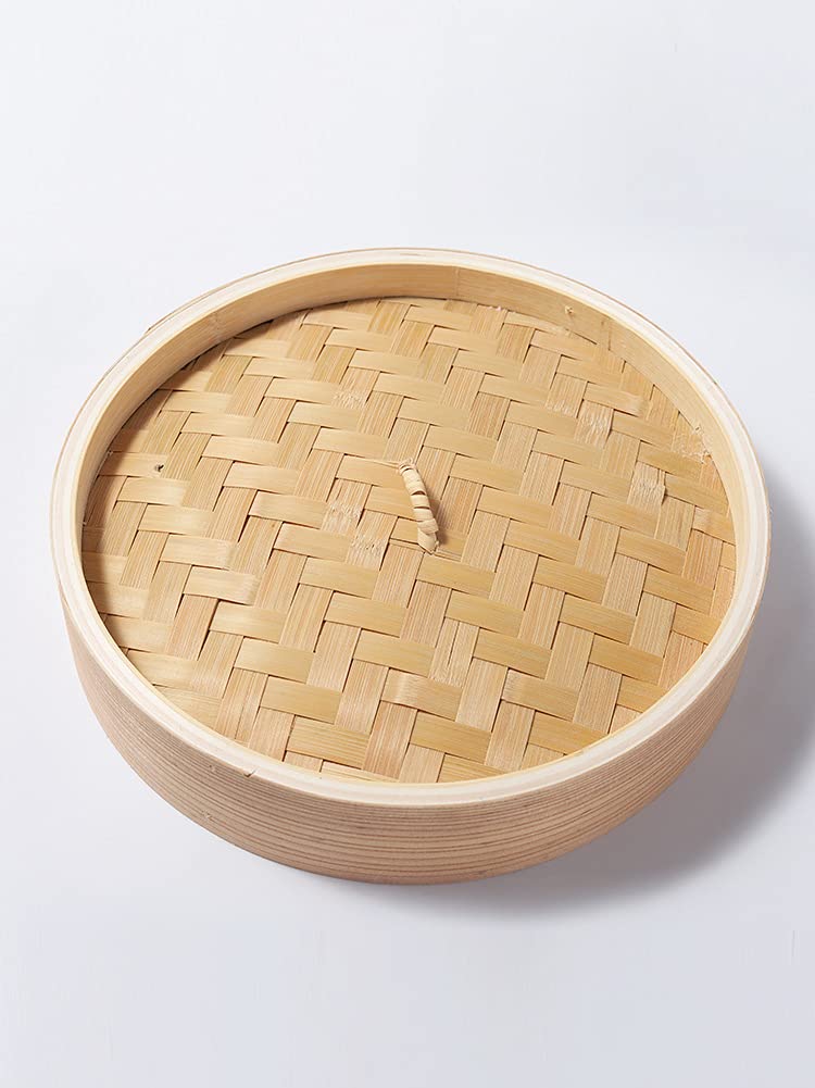 Cestelli per Cottura a Vapore, Vaporiera in Legno da Cucina a 3 Livelli con Manico e Coperchio in bambù per Gnocchi, Dim Sum, Carne, Frutti di Mare