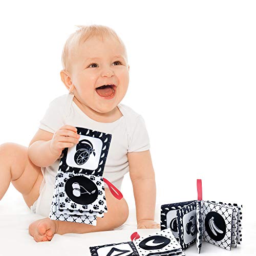 Image of teytoy My First Soft Book, 6 PCS Nontoxic Fabric Cloth Activity Crinkle Black and White Books for Infants Boys and Girls Early Educational Toys Perfect for Baby Shower