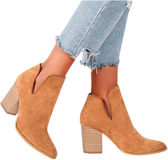 pointed block heel booties