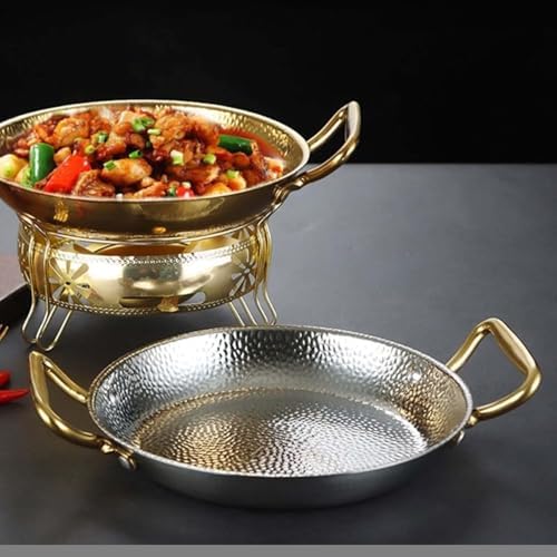 Premium Hammered Stainless Steel Frying Pan with Dual-Tone Handles, Versatile Sauté & Simmer Cookware for Searing, Sautéing, and Cooking, Durable and Stylish Design