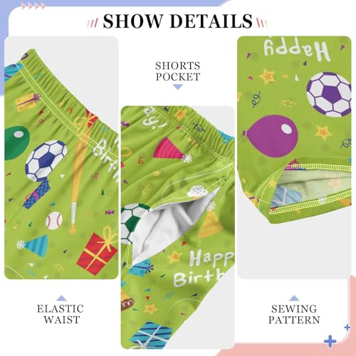 ZZXXB Happy Birthday Soccer Boys Long Pants Soft Trousers Elastic Waist Kids Lounge Bottoms with Pockets S-XL4