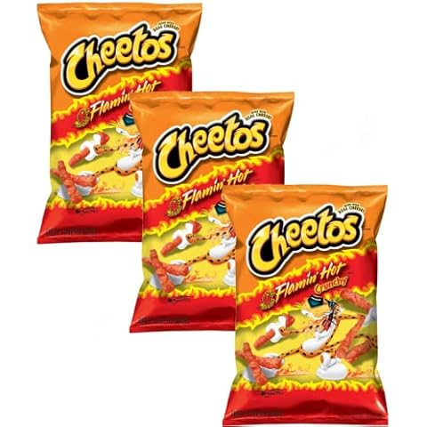 American Cheetos Flamin Hot Crunchy 8oz - 226g - (Pack of 3) - Original American - Party Snack - Extreme Hot Challenge - BIG PACK - BY BLISSIFY Cover