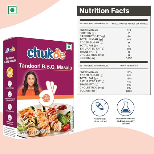 Image of Chukde - Tandoori BBQ Masala - Roast Powder - Authentic Indian Spice Blend for Grilling - Ideal for Tandoori Dishes & BBQ for Marinating & Roasting - 100 Gm (Pack of 2)