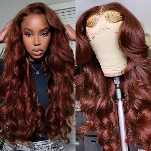 UNICE Reddish Brown13x4 Lace Front Wig Human Hair for Women Body Wave Human Hair Wigs Pre Plucked with Baby Hair 150% Density 24 inch