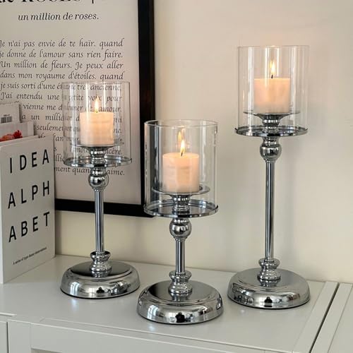 Portavelas para candelabros, decoración de mesa, candelabro de cristal de lujo para el hogar, boda, evento y festival de fiesta (mediano)
