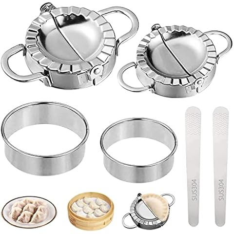 YINENGD Dumpling Maker Set,Cutter Stainless Steel Dumplings Mold Set with Mould Stuffing Spoon,Press Mould Pastry Crimpers,Stainless Steel Ravioli Dumpling Machine Pastry Press Mould for Home Kitchen Cover