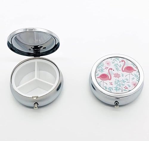 Miniatura 5 de Pastillero de diseño personalizado plateado redondo decorativo de metal organizador de medicinas o vitaminas un regalo único