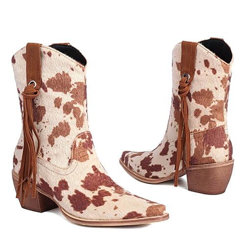 Scaoruki Women Fashion Cowgirl Ankle Boots3