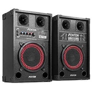 Fenton SPB-10, PA Party Lautsprecher Boxen Bluetooth, Aktiv DJ Boxen Set, 600 Watt 10 Zoll, USB Port und SD Slot, PA…