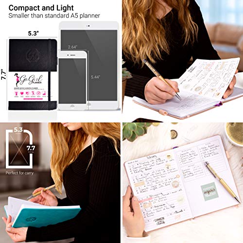 GoGirl Planner and Organizer for Women - Compact Size Weekly Planner, Goals Journal & Agenda to Improve Time Management, Productivity & Live Happier. Undated - Start Anytime, Lasts 1 Year - Turquoise