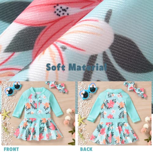Newborn Baby Girls Swimsuit One Piece Skirted Bathing Suit With Snaps Swim Dress Beach Wear Nb Floral Cyan #TOP4