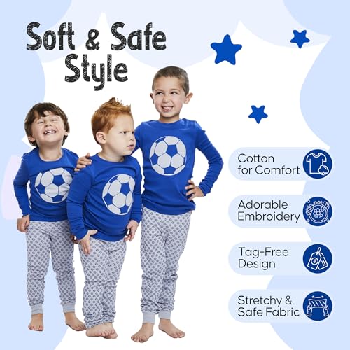 2-Piece Boys Pajamas - 100% Cotton Fleece, Kids & Toddler Pajamas - Tag-Free Boys Pjs - (12M - 8Y) Pajamas for Boys4