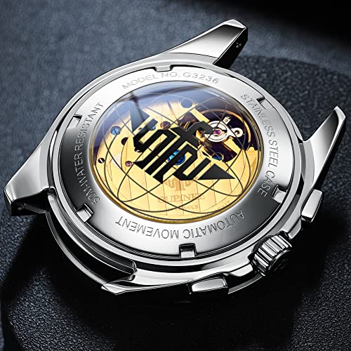 Image of OUPINKE Watches for Men Automatic Skeleton Self Winding Dress Wrist WatchBusiness Waterproof Luminous Tungsten