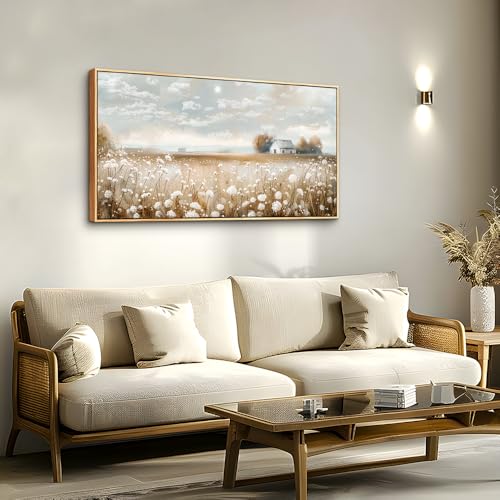 ERQINHUA Canvas Wall Art For Living Room Wall Decor White Flowers Landscape Painting Decor Dining Room Bedroom Bathroom Kitchen Room Wall Artwork Prints Painting For Home Decor Wood Frame 20x40 In