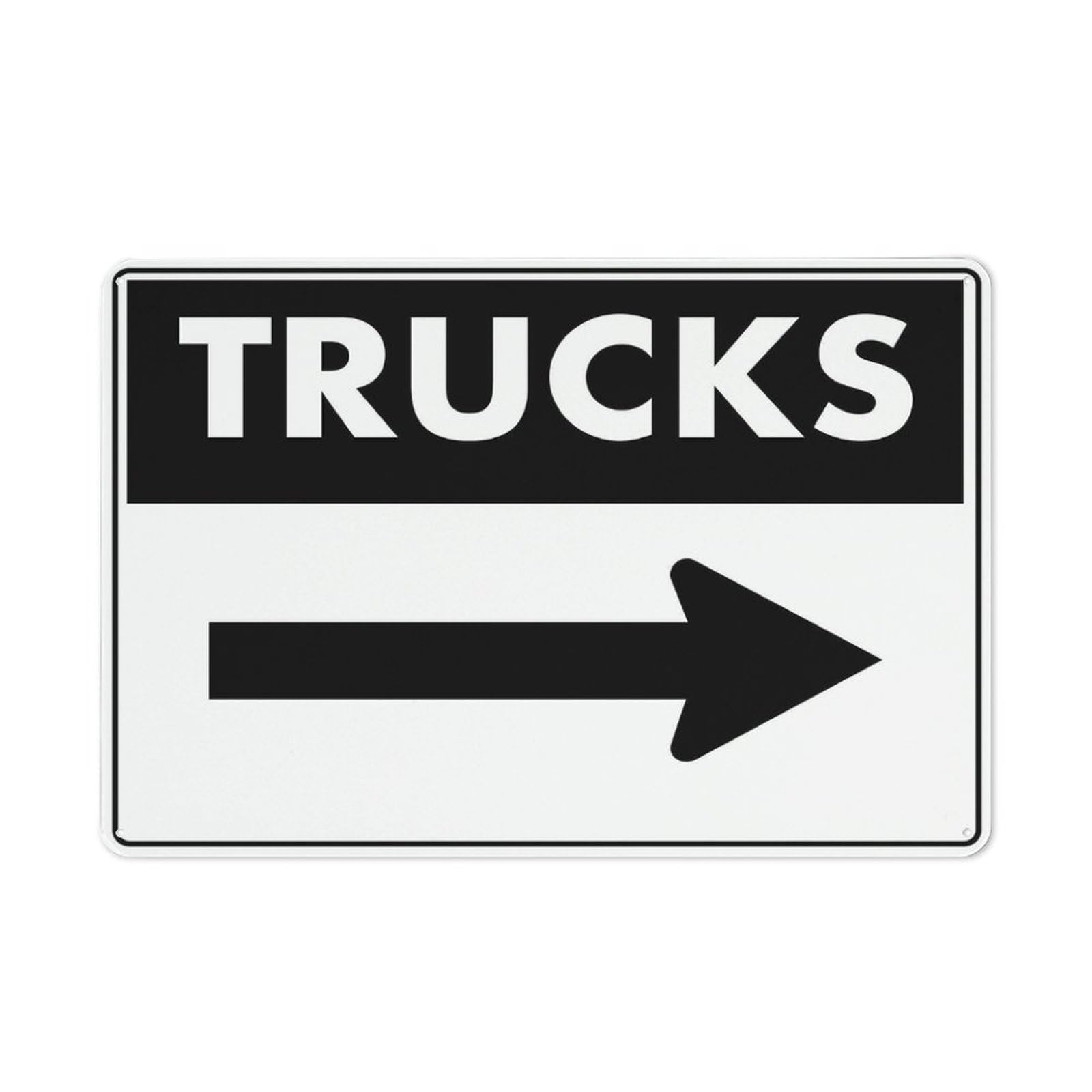 Trucks Arrow Right Sign 12 X 8 Inch Metal Sign, Rustproof Aluminum, Multicolor