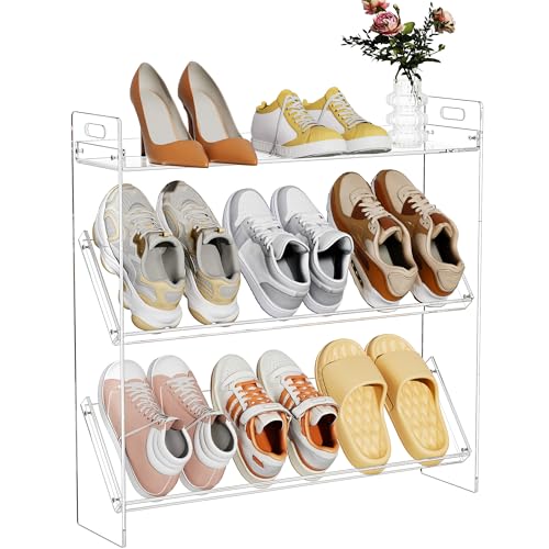 Étagère à chaussures en acrylique pour placard compact à 3 niveaux - 2