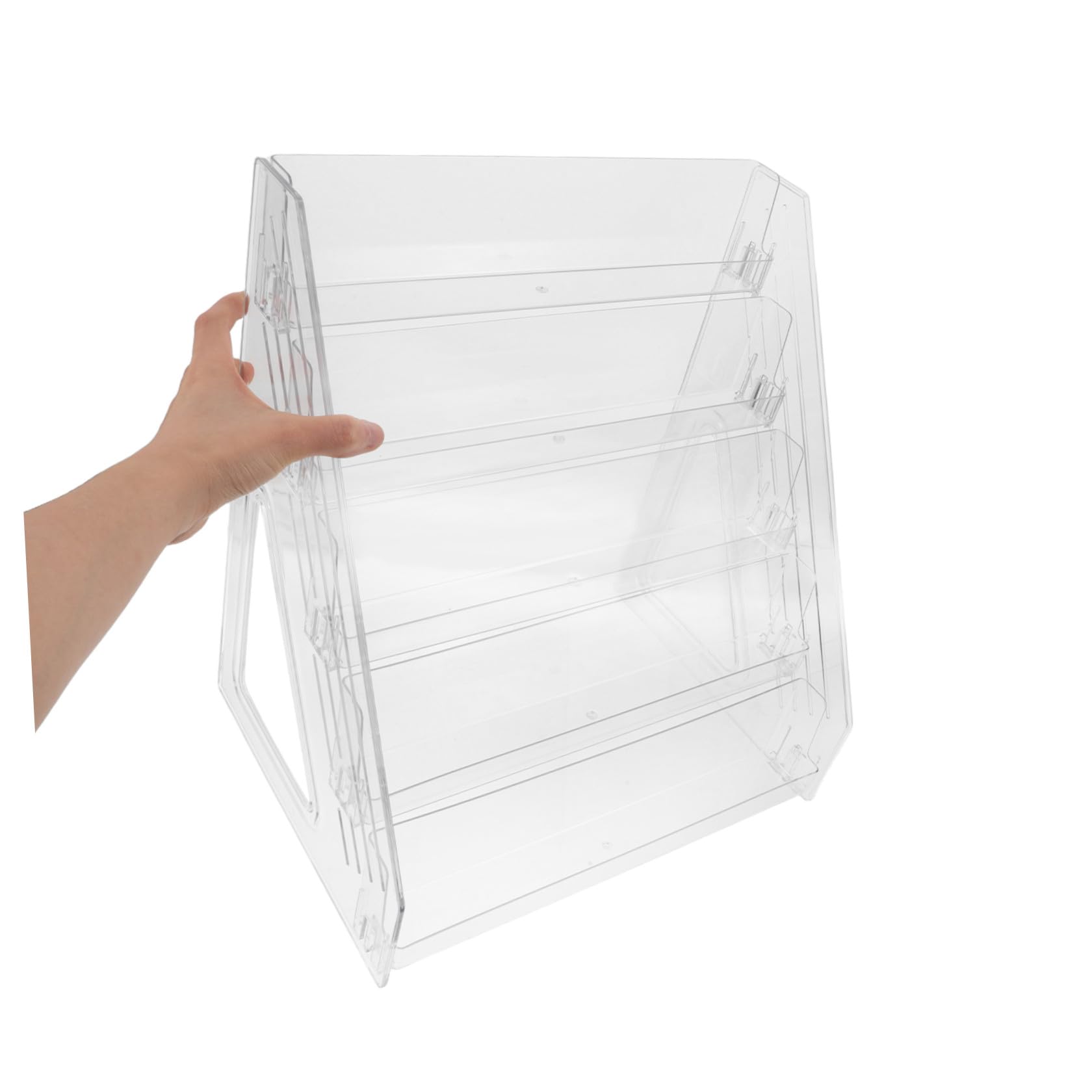 Cabilock Porta Biglietti da Visita da Tavolo in Acrilico Trasparente 5 Ripiani, Organizzatore Elegante per Ufficio e necessità Professionali, Facile da Mantenere